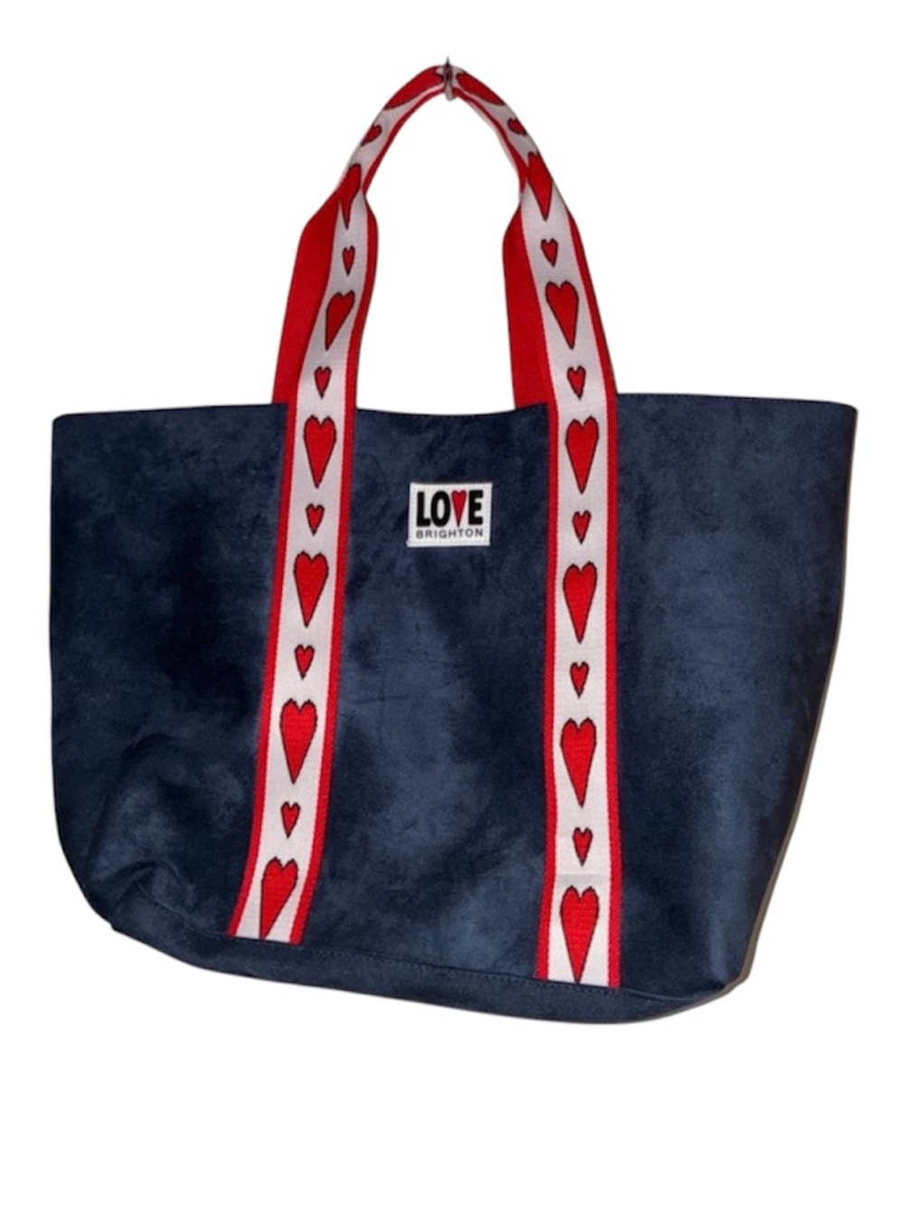 Brighton LOVE Navy Tote with Red Heart Straps
